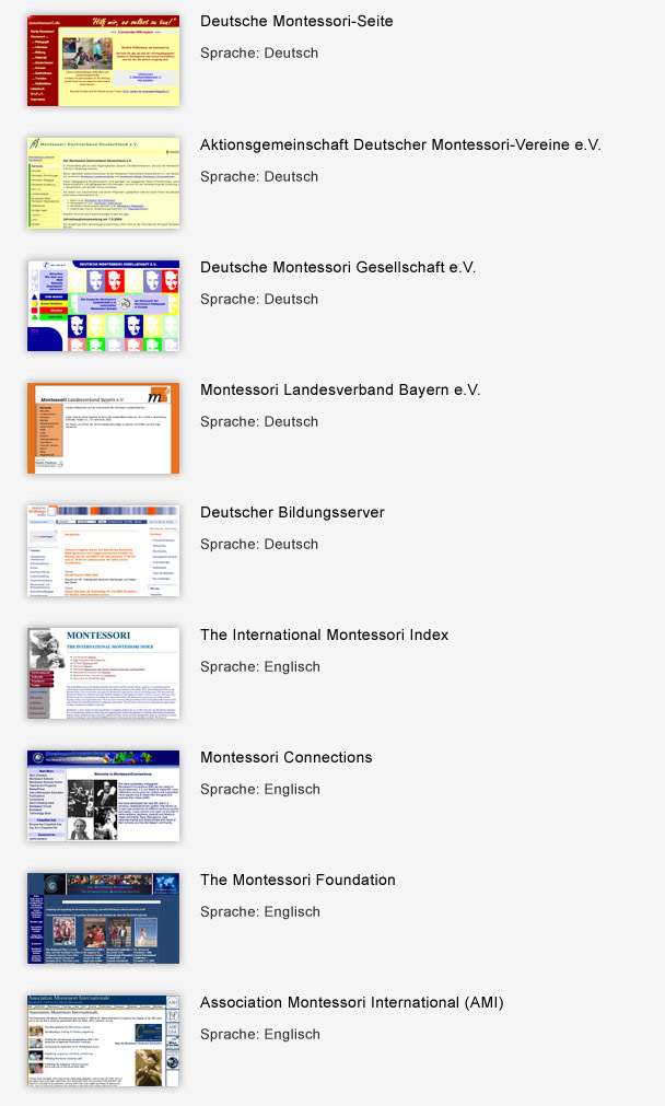 Link Liste zu Montessori-Seiten